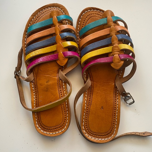 Brown Leather Sandals- multicoloured- New - Picture 1 of 3